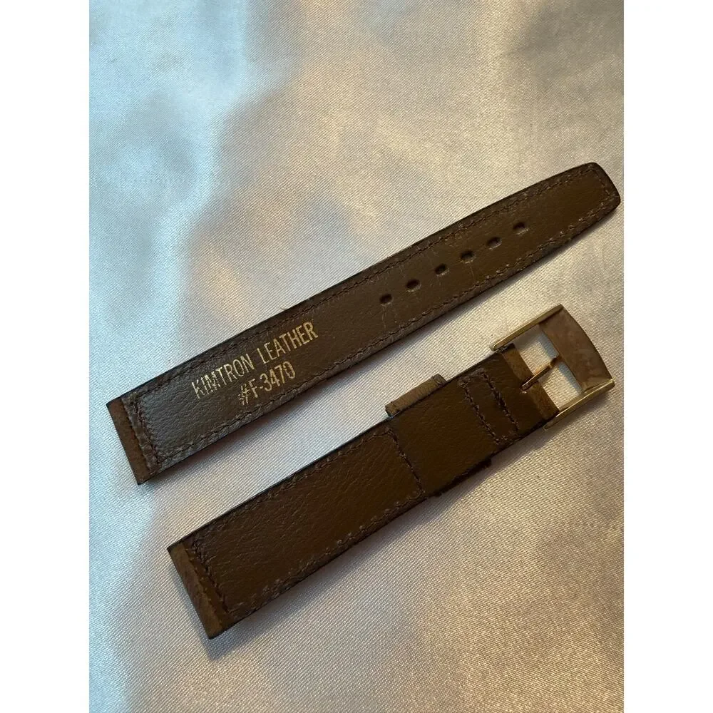 Brown Genuine Leather Watch Band Strap 30cm w/ Gold-tone Buckle (CCC116)
